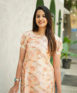 Cream Chanderi Sequin Kurti – Casual Style