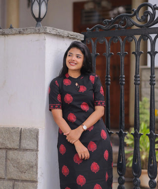 Ruby Noir Cotton Co-Ord Set with Elbow Sleeves