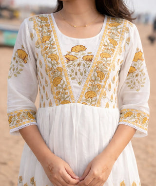 Halfwhite Marigold Bloom Mul Cotton 3-Piece Casual Set