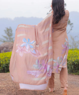 Desert Sand Hand Embroidered Muslin 3 Piece Festive Set