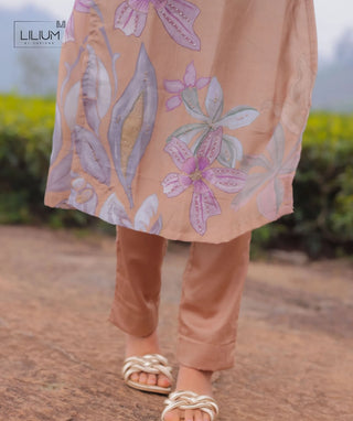 Desert Sand Hand Embroidered Muslin 3 Piece Festive Set