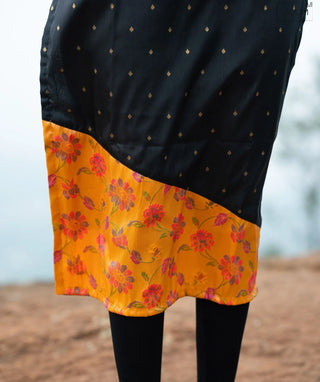 Midnight Sapphire Gold Banaras Silk Festive Kurti