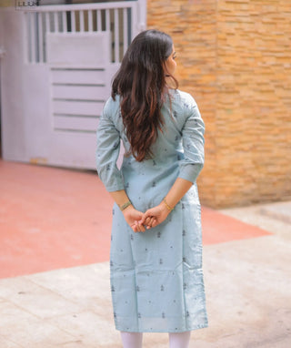 Powder Sky Cotton Straight Kurti for Women | Everyday Comfort