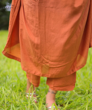 Sunbaked Terracotta Georgette 3-Piece Set with Pockets