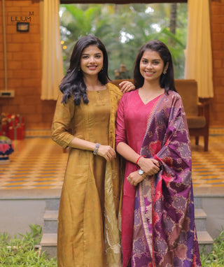 Dune Radiance Russian Silk A-Line Kurti With Shawl