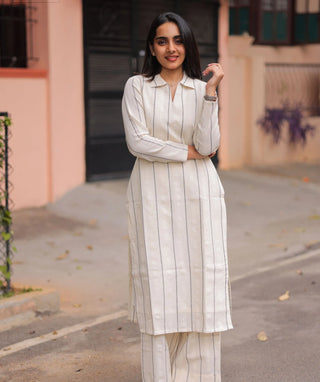 Moonlit Ivory Handloom Jute Cotton Co-ord Set