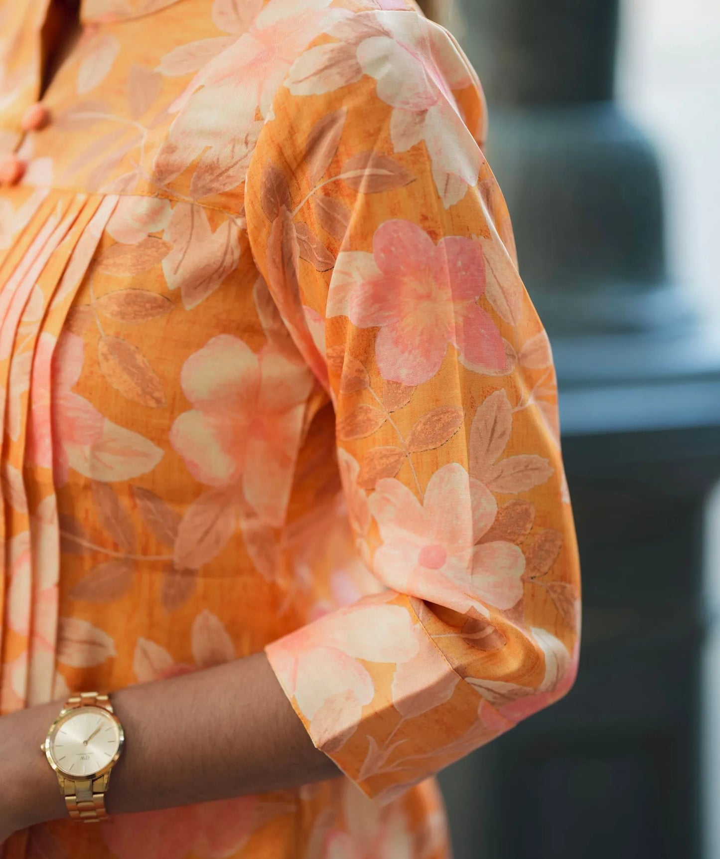 Kanmani - Premium Tangerine Tussar Kurti