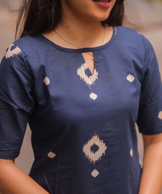 Royal Ink Cotton Kurti – Minimalist Casual Chic