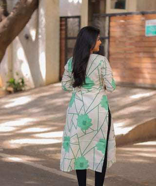 Fresh Fern Blossom Cotton Kurti | Elegant Daily Wear