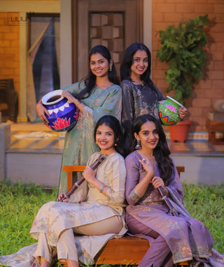 Nightfall Grace Tissue Silk 3-Piece Festive Set With Pockets