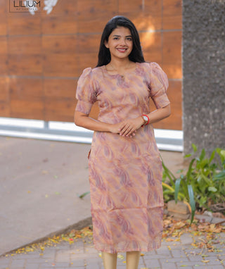Dusty Rose Mirage Organza kurti for Women