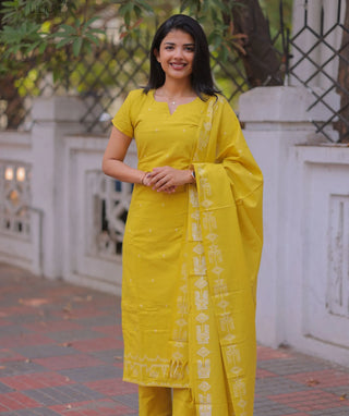 Marigold Glow Handloom Cotton 3 Piece Co-ord Set