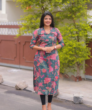 Monsoon Lagoon Modal Cotton Kurti | Everyday Elegant Wear
