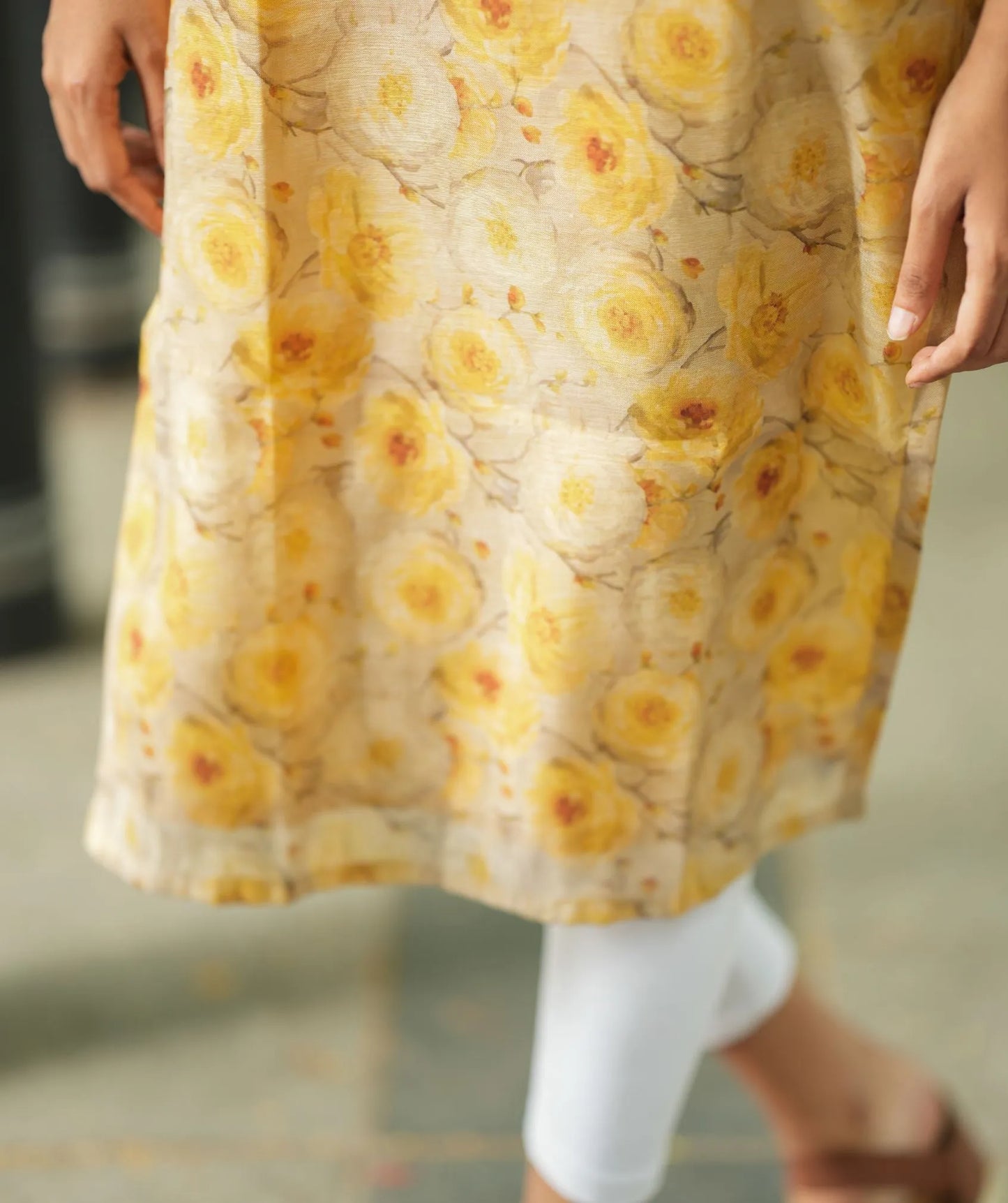 Elegant Dandelion Blossom - Tissue Silk Kurti