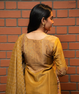 Desert Honey Beige Hand Embroidered Muslin 3 Piece Set