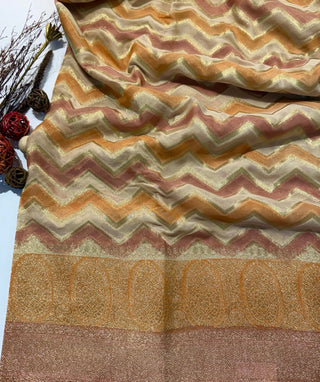 Amber Sand Banaras Saree with Rich Zari Weave