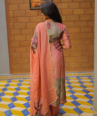 Blush Coral Mist Tissue Silk 3-Piece Festive Set