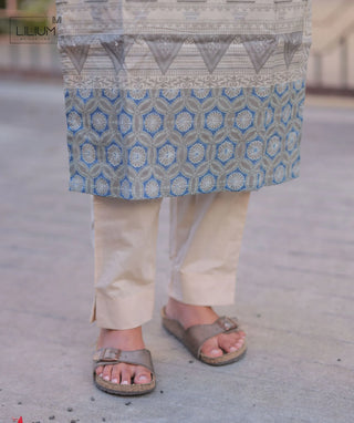 Cloud Indigo Cotton 3 Piece Set with Hand Embroidery