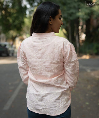 Petal Whisper Cotton Embroidered Short Top