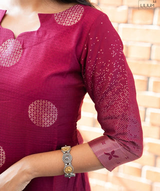 Royal Raspberry Wine Muslin 3 Piece Festive Wear Set
