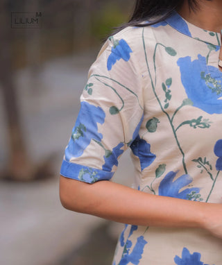 Azure Blossom Cotton Co-ord Set with Pockets