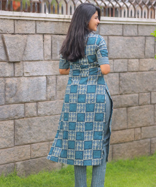 Blue Haven Check Cotton Co-Ord Set for Women