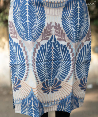 Indigo Fern Mist Cotton Kurti with 3/4 Sleeves – Lined