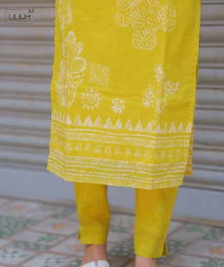 Sunshine Yellow Cotton 3 Piece Kurti Set with Pockets – Summer Trend
