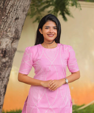 Blush Petal Pink Cotton Kurti for Everyday Comfort