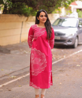 Fuchsia Serenade Cotton Kurti – Everyday Elegant Casual Wear