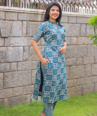 Blue Haven Check Cotton Co-Ord Set for Women