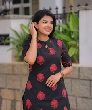 Ruby Noir Cotton Co-Ord Set with Elbow Sleeves