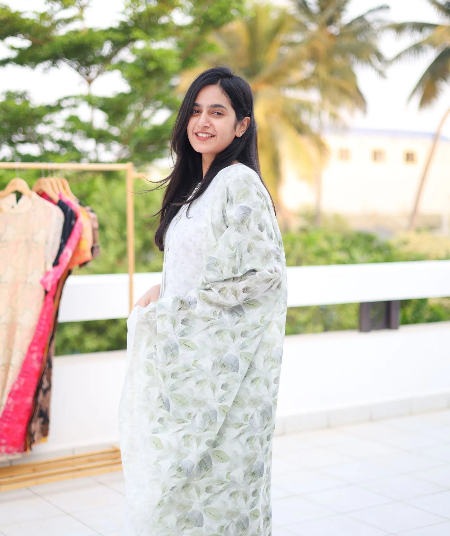 Mint Elegance - Half With Light Green Kurti with Shawl