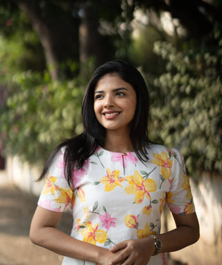 Sunlit Orchid Breeze Cotton Kurti – Casual Wear