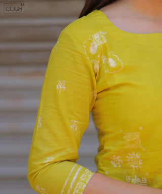 Sunshine Yellow Cotton 3 Piece Kurti Set with Pockets – Summer Trend