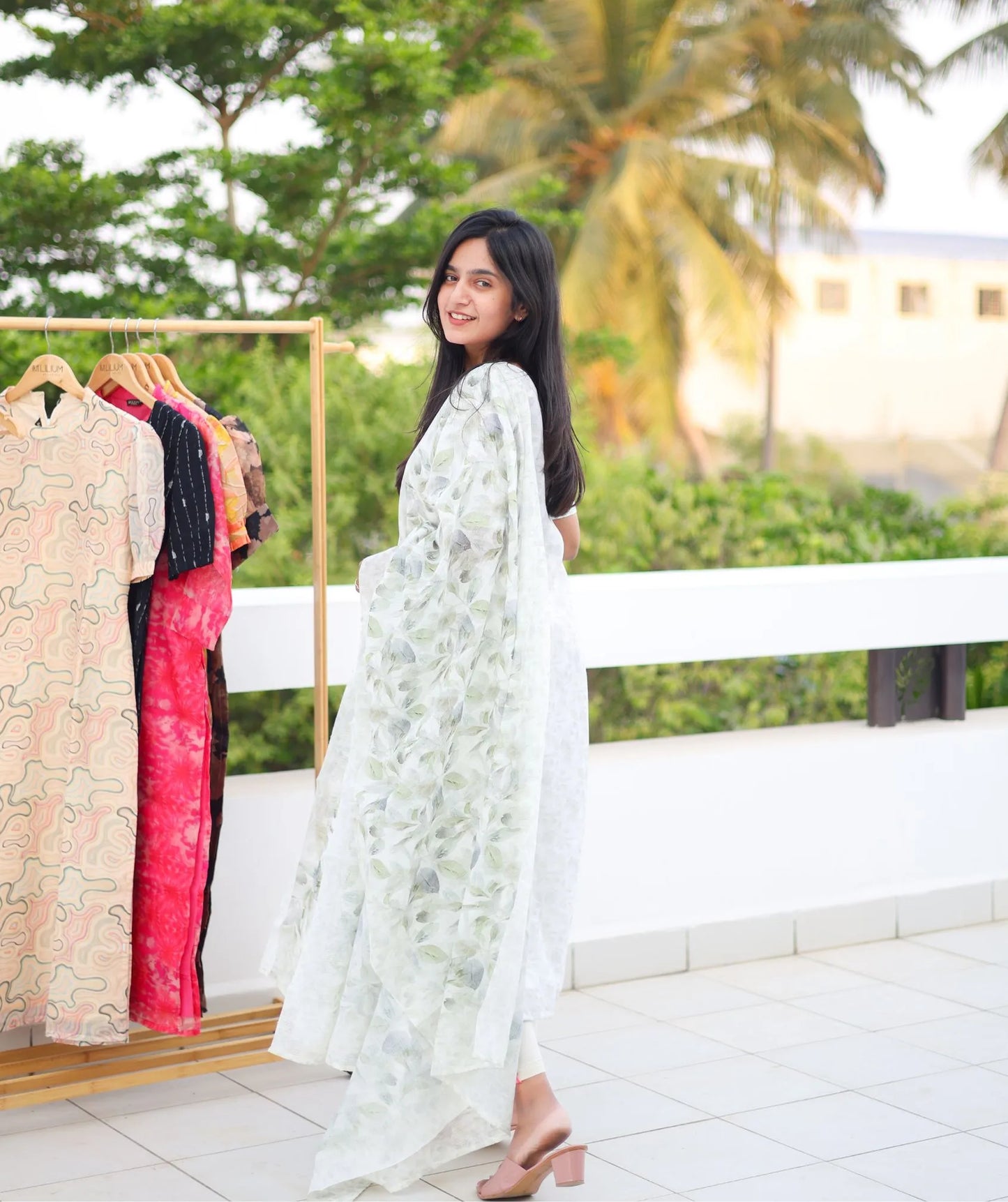 Mint Elegance - Half With Light Green Kurti with Shawl