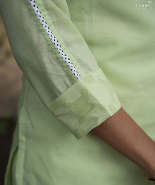 Pistachio Veil Cotton Slub Co-ords with Pockets & 3/4 Sleeves