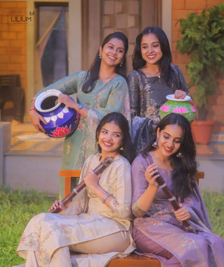 Nightfall Grace Tissue Silk 3-Piece Festive Set With Pockets