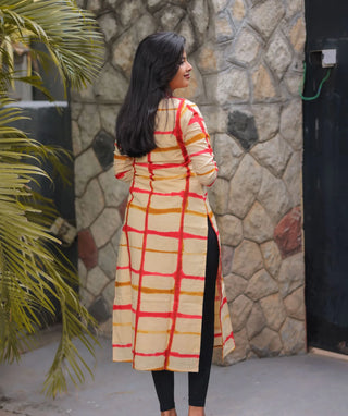Coral Biscotti Cotton Kurti | Elegant Everyday Casual Wear