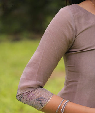 Mauve Poise Tissue Silk 3-Piece Festive Set With Pockets