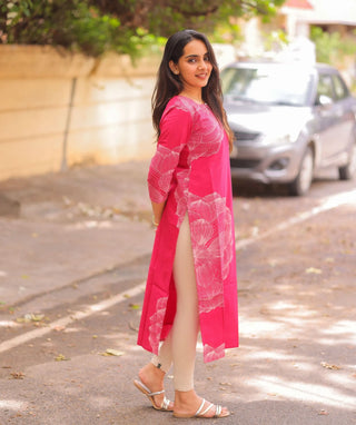 Fuchsia Serenade Cotton Kurti – Everyday Elegant Casual Wear