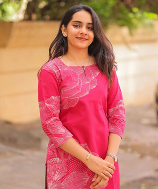 Fuchsia Serenade Cotton Kurti – Everyday Elegant Casual Wear
