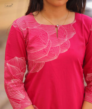 Fuchsia Serenade Cotton Kurti – Everyday Elegant Casual Wear