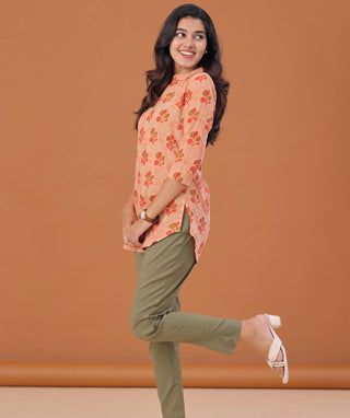 Olive Mist Cotton Lycra Ready-to-Wear Bottom with Pockets