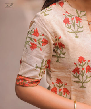 Vanilla Blossom Cotton Kurti with Lining | Everyday Elegance