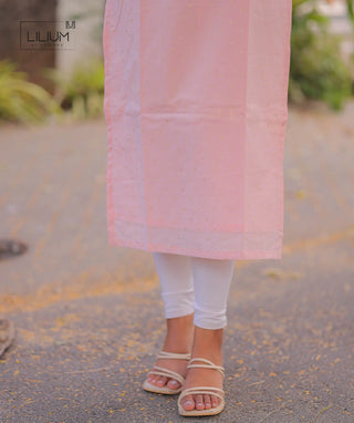 Royal Rose Cotton Kurti with Open Slit & 3/4th Sleeves