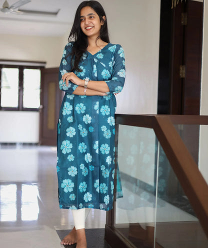 Pine Green Chanderi Kurti - Casual Wear