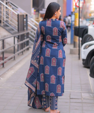 Midnight Sapphire Cotton 3 Piece Set with Pockets
