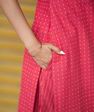 Petal Pink Handloom Cotton Co-Ord Set with Pockets