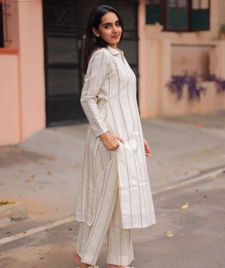 Moonlit Ivory Handloom Jute Cotton Co-ord Set